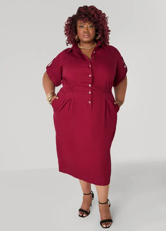 Cuffed Sleeve Denim Dress sold by Ashley Stewart