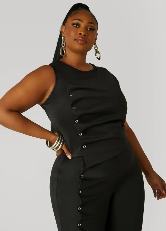 Snap Detailed Asymmetric Top sold by Ashley Stewart
