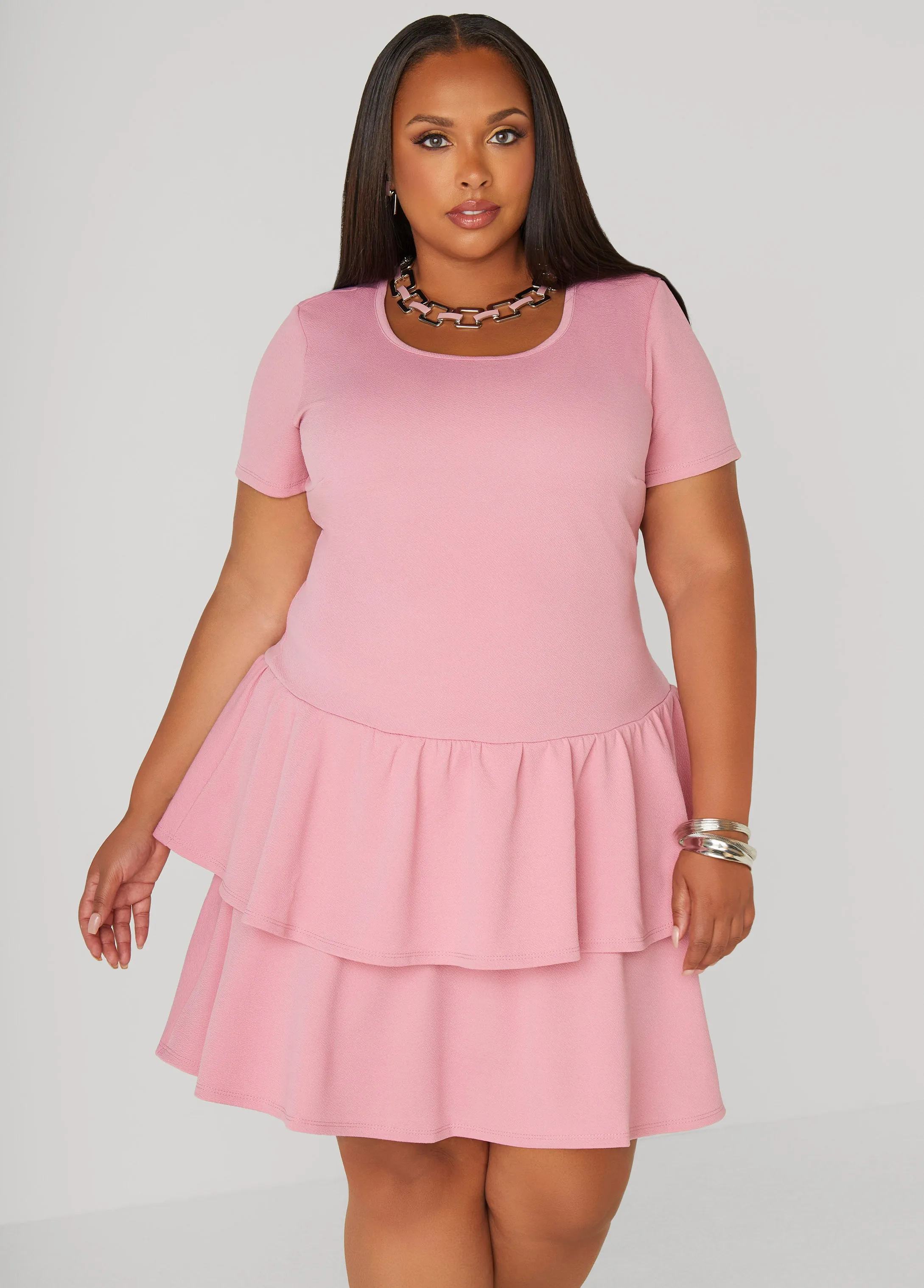 Textured Tiered Dress sold by Ashley Stewart product image thumbnail 3