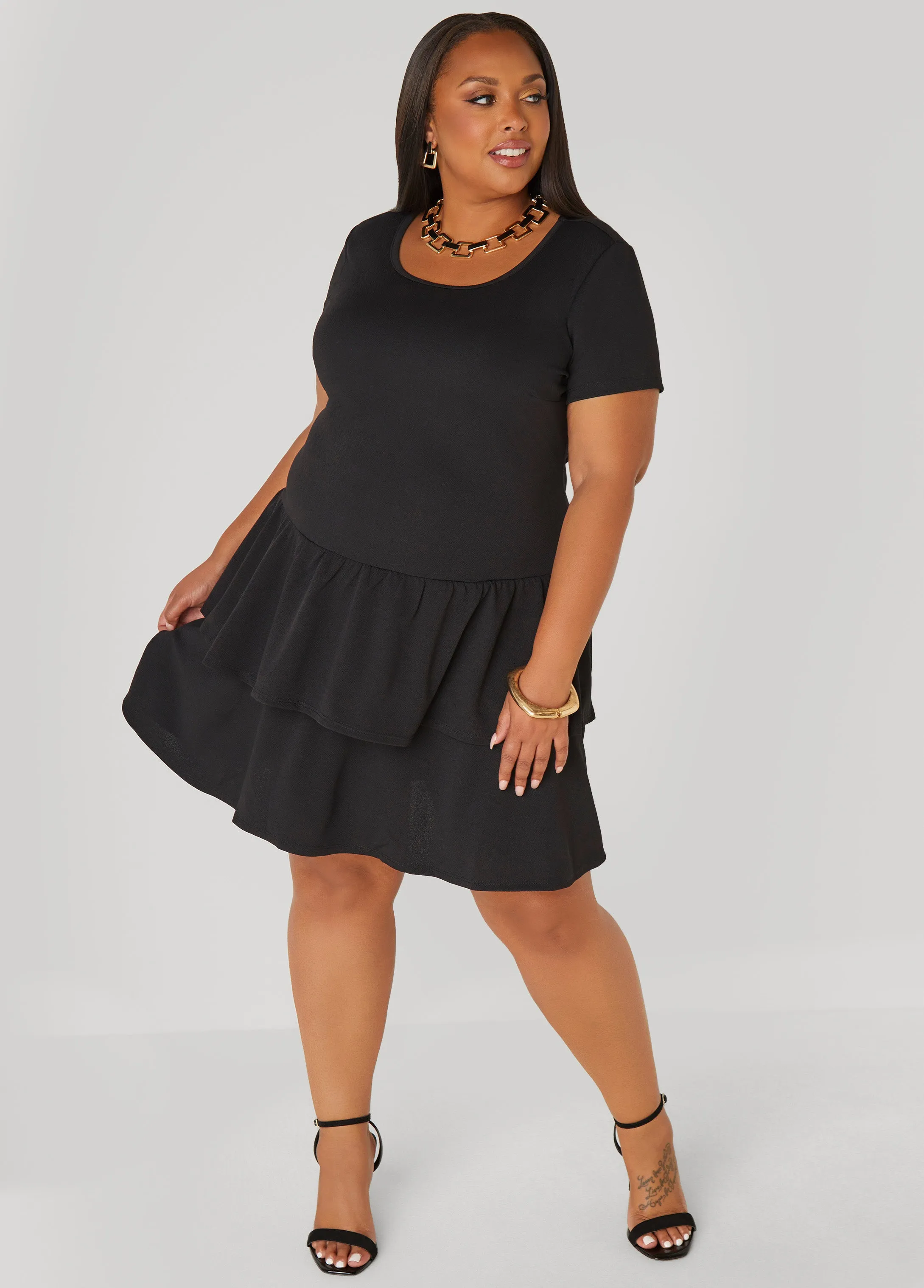Textured Tiered Dress sold by Ashley Stewart product image thumbnail 5