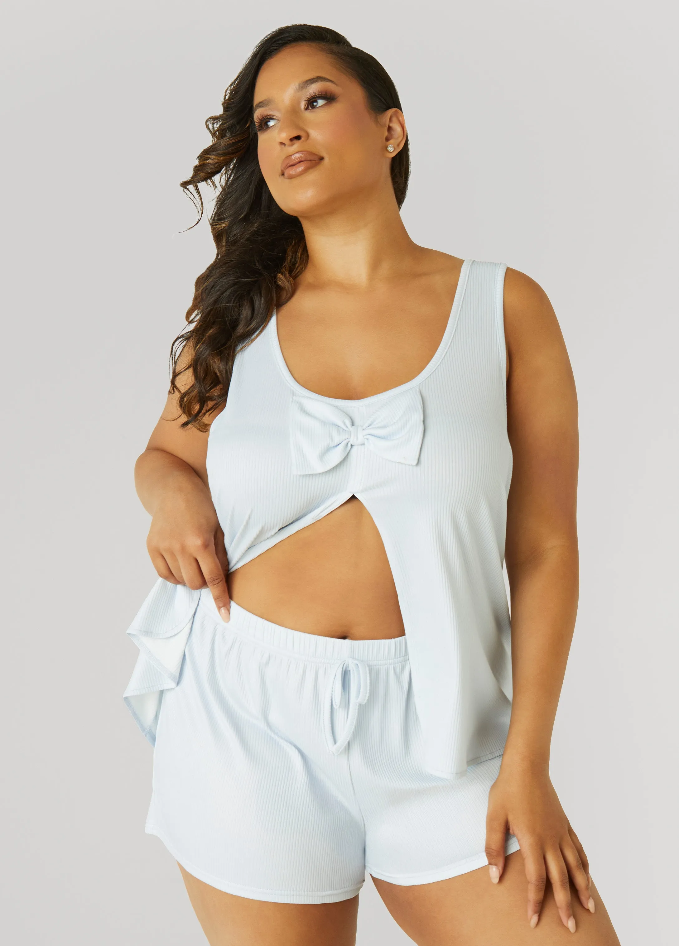 Cozy Couture Front Split PJs Set sold by Ashley Stewart product image thumbnail 3