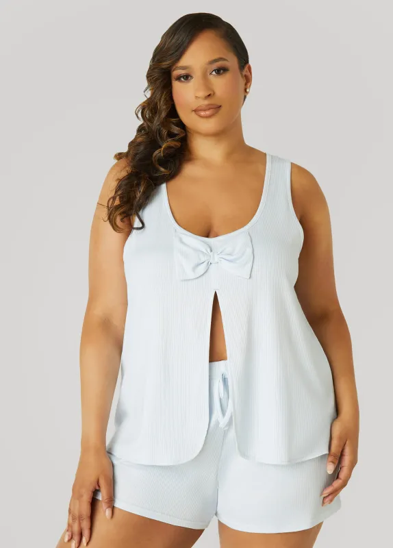 Cozy Couture Front Split PJs Set sold by Ashley Stewart