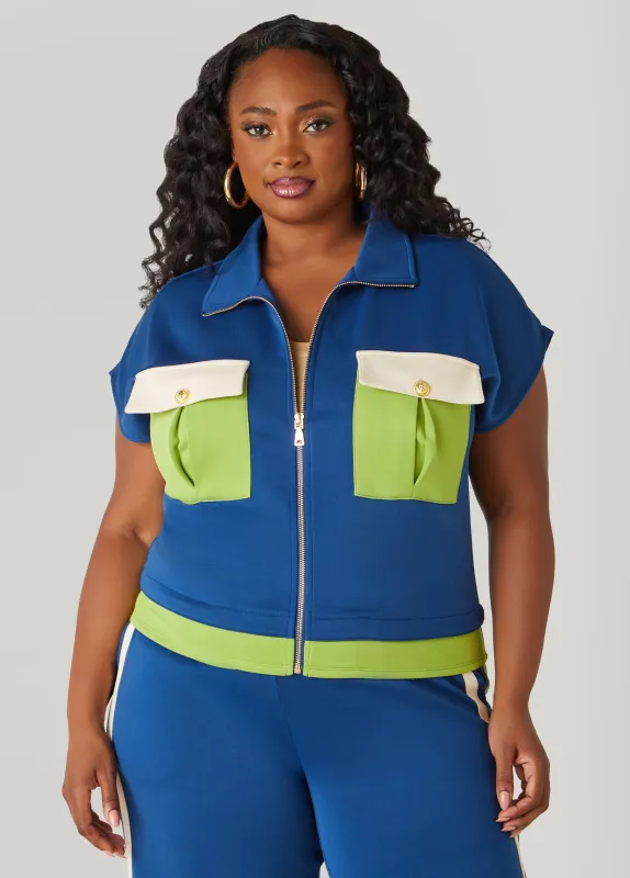 Colorblock Zip Front Jacket sold by Ashley Stewart