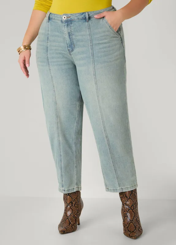 Seam Detailed Straight Leg Jeans sold by Ashley Stewart