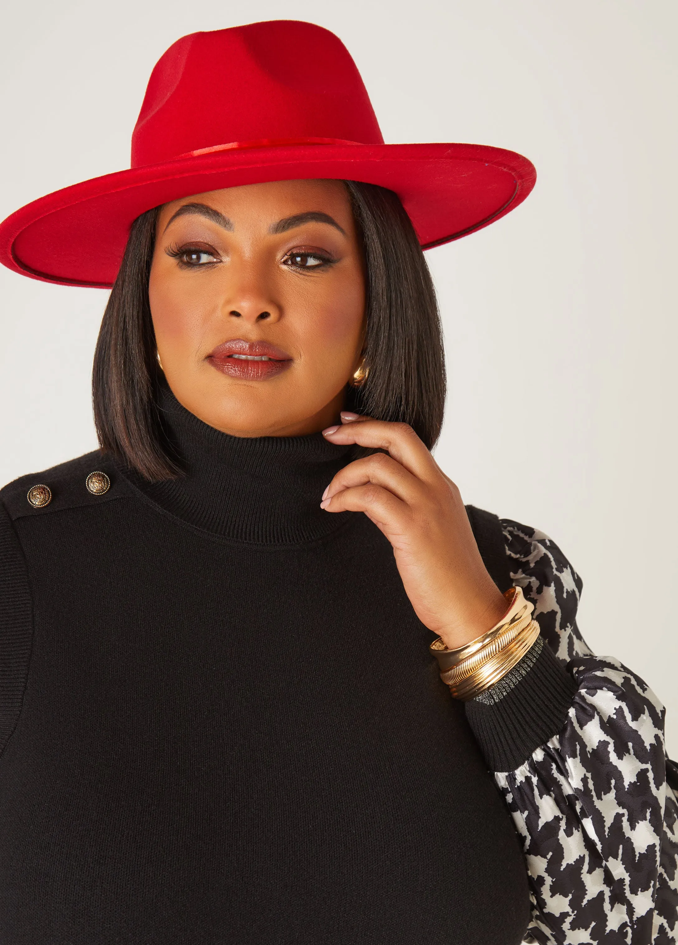 Faux Suede Trimmed Fedora sold by Ashley Stewart