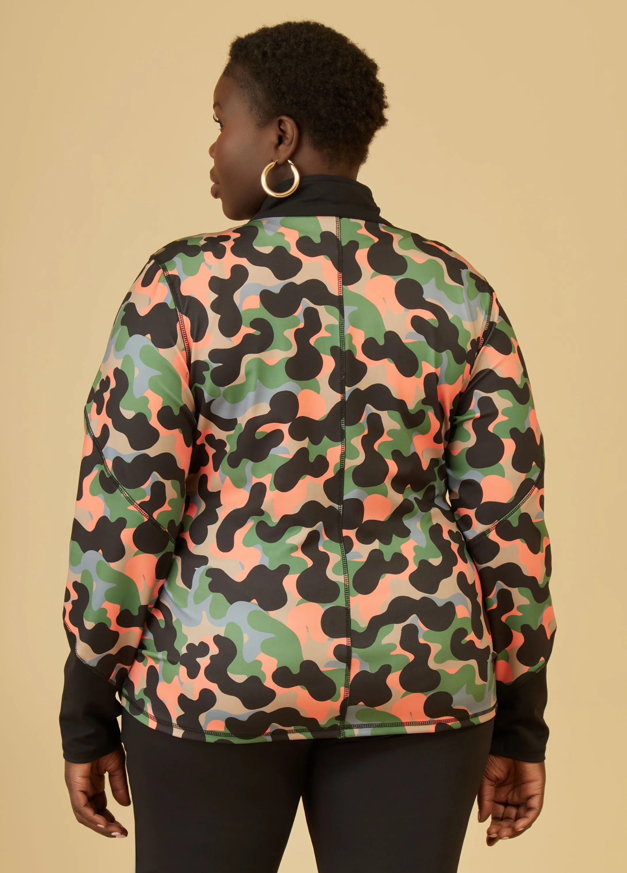 Camo Print Paneled Jacket sold by Ashley Stewart product image thumbnail 2