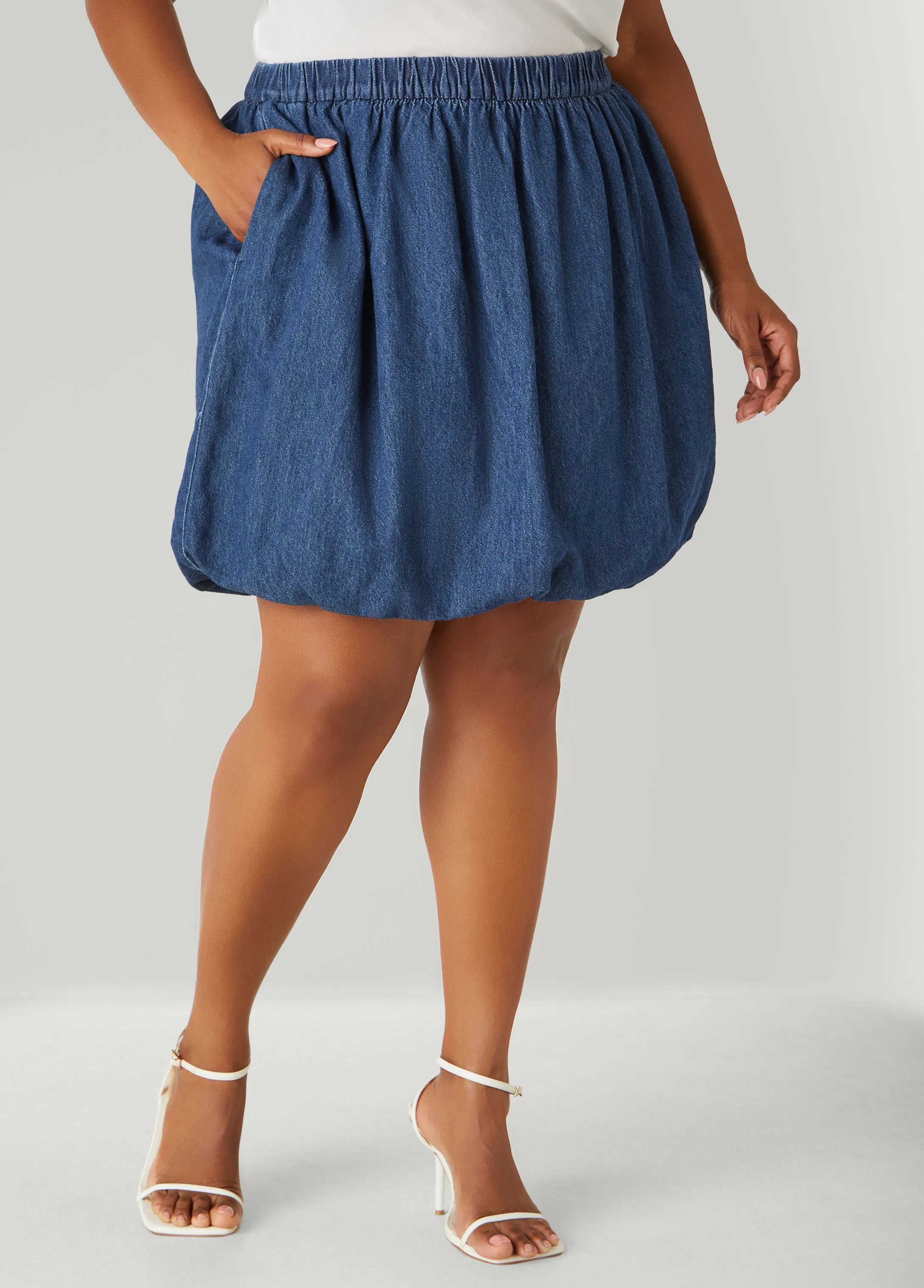 Denim Bubble Skirt sold by Ashley Stewart product image thumbnail 4
