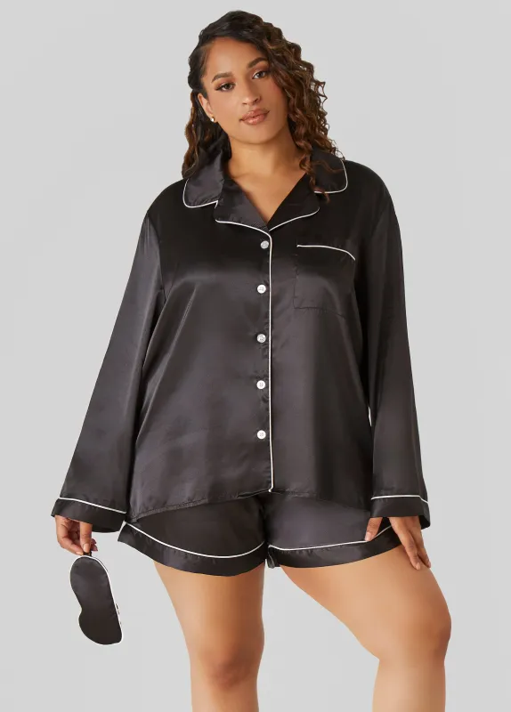 3 Piece Satin Pajama Shorts Set sold by Ashley Stewart