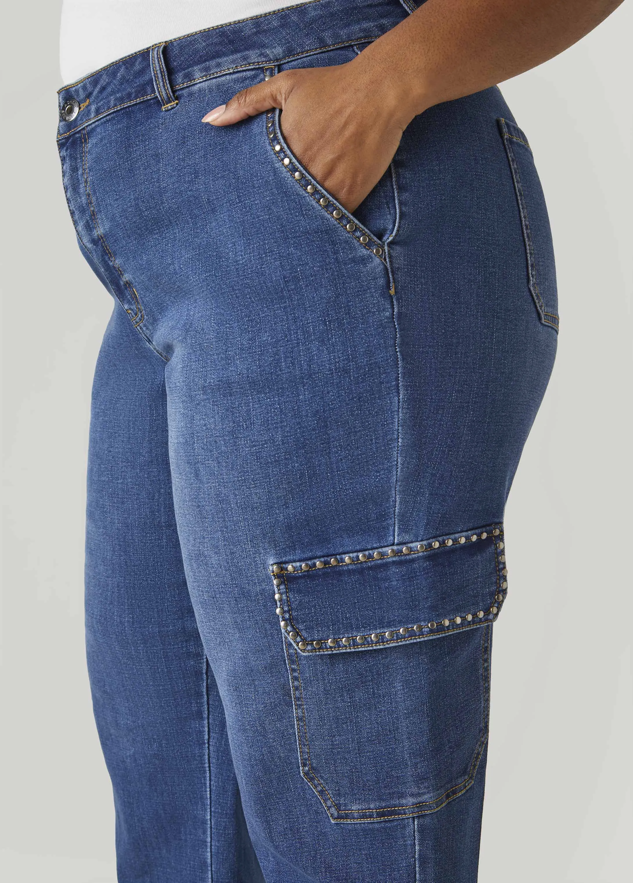 Studded Cargo Jeans sold by Ashley Stewart product image thumbnail 4