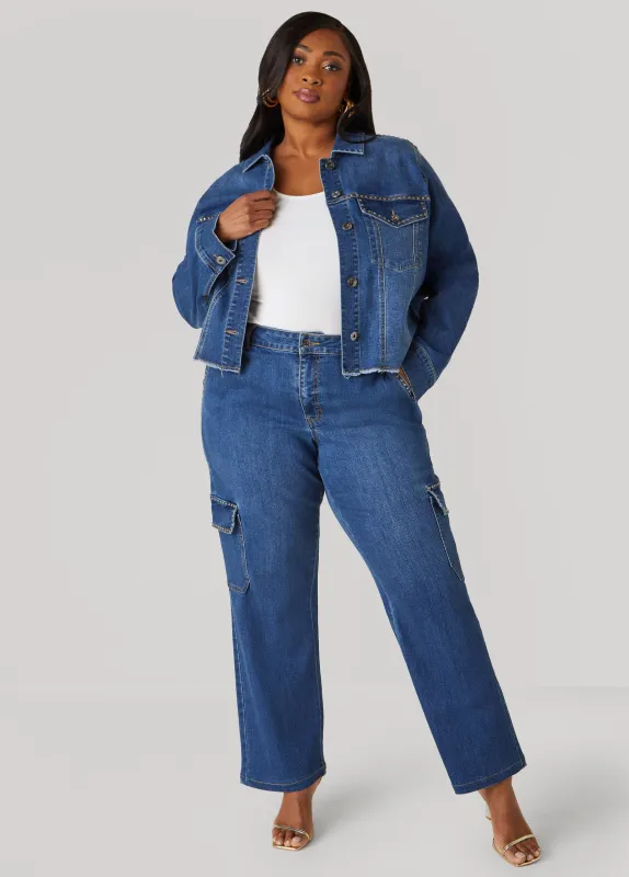 Studded Cargo Jeans sold by Ashley Stewart