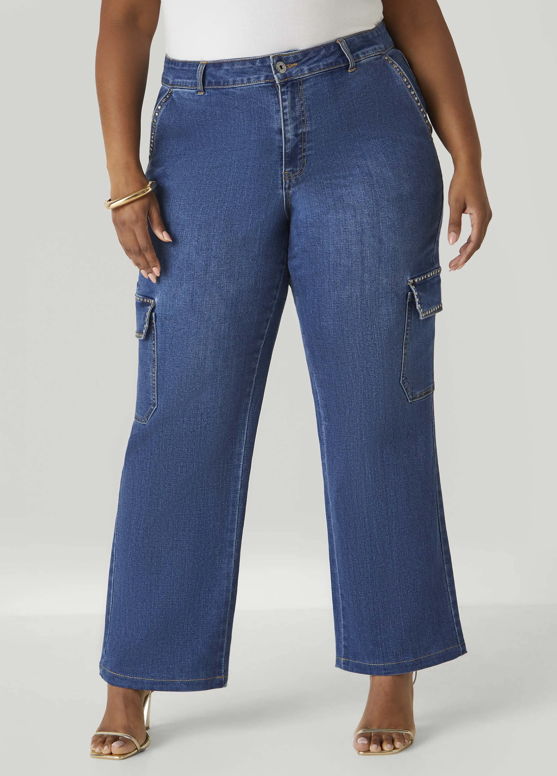 Studded Cargo Jeans sold by Ashley Stewart product image thumbnail 3