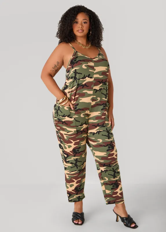 Camo Print Jersey Jumpsuit sold by Ashley Stewart
