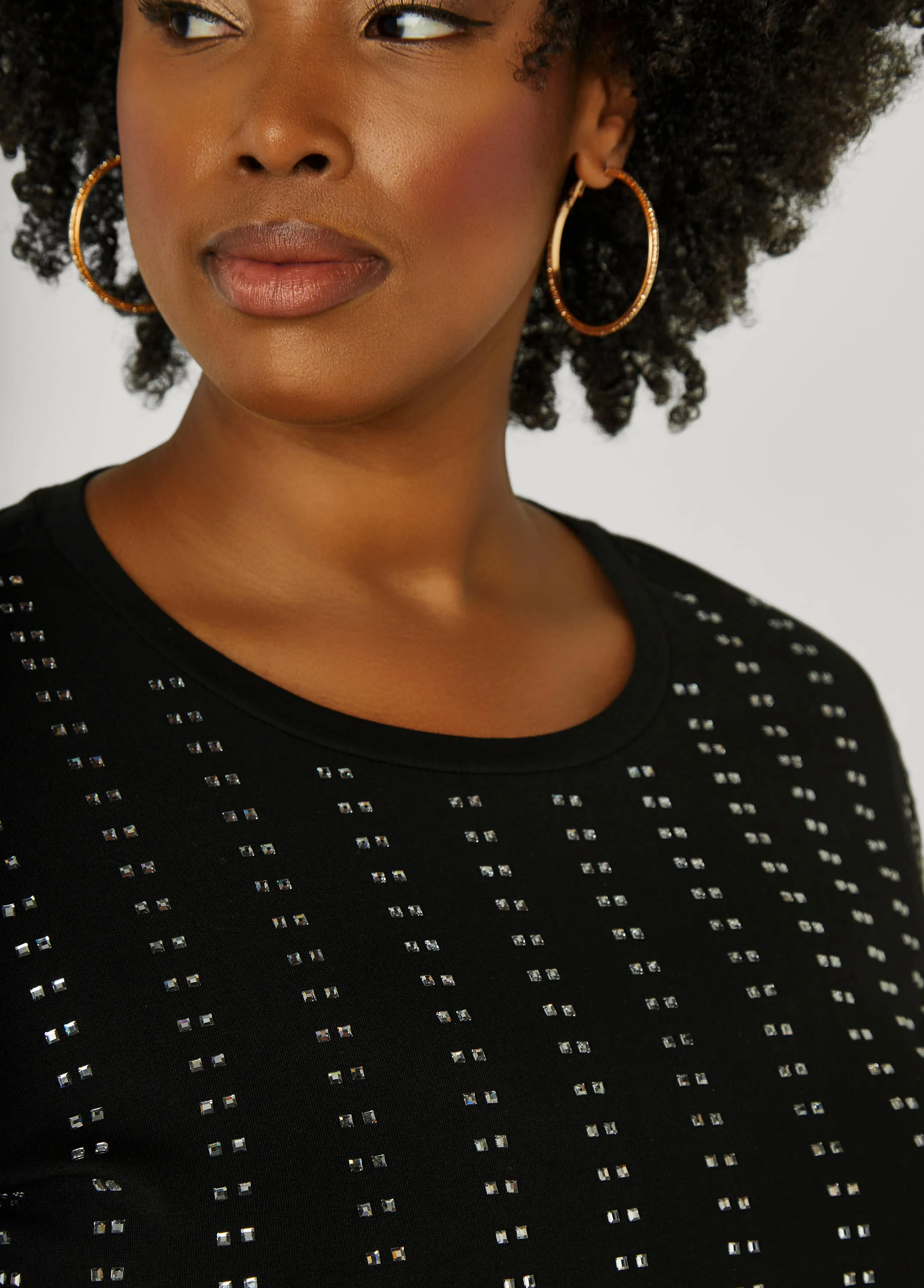 Crystal Stretch Cotton Tee sold by Ashley Stewart product image thumbnail 4