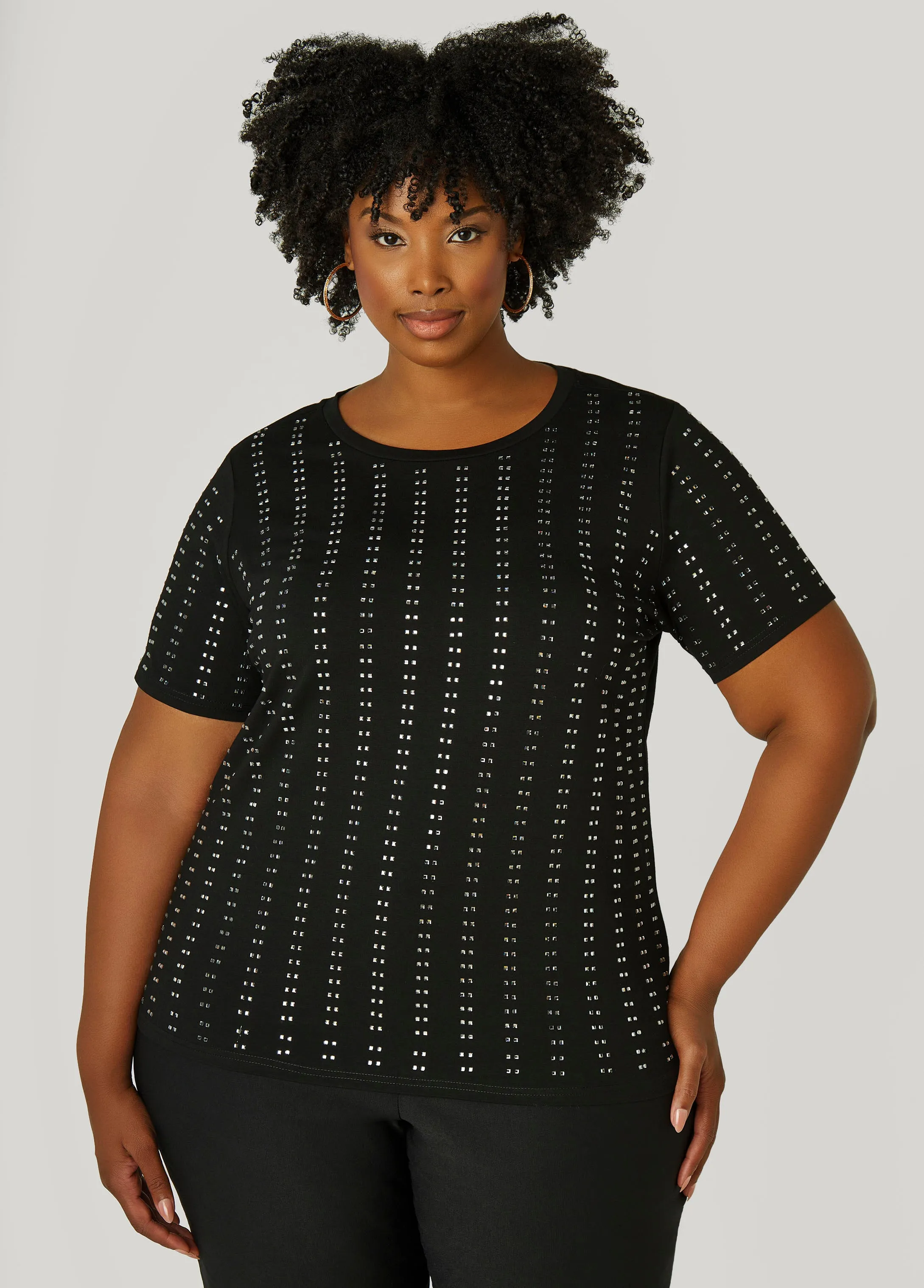 Crystal Stretch Cotton Tee sold by Ashley Stewart
