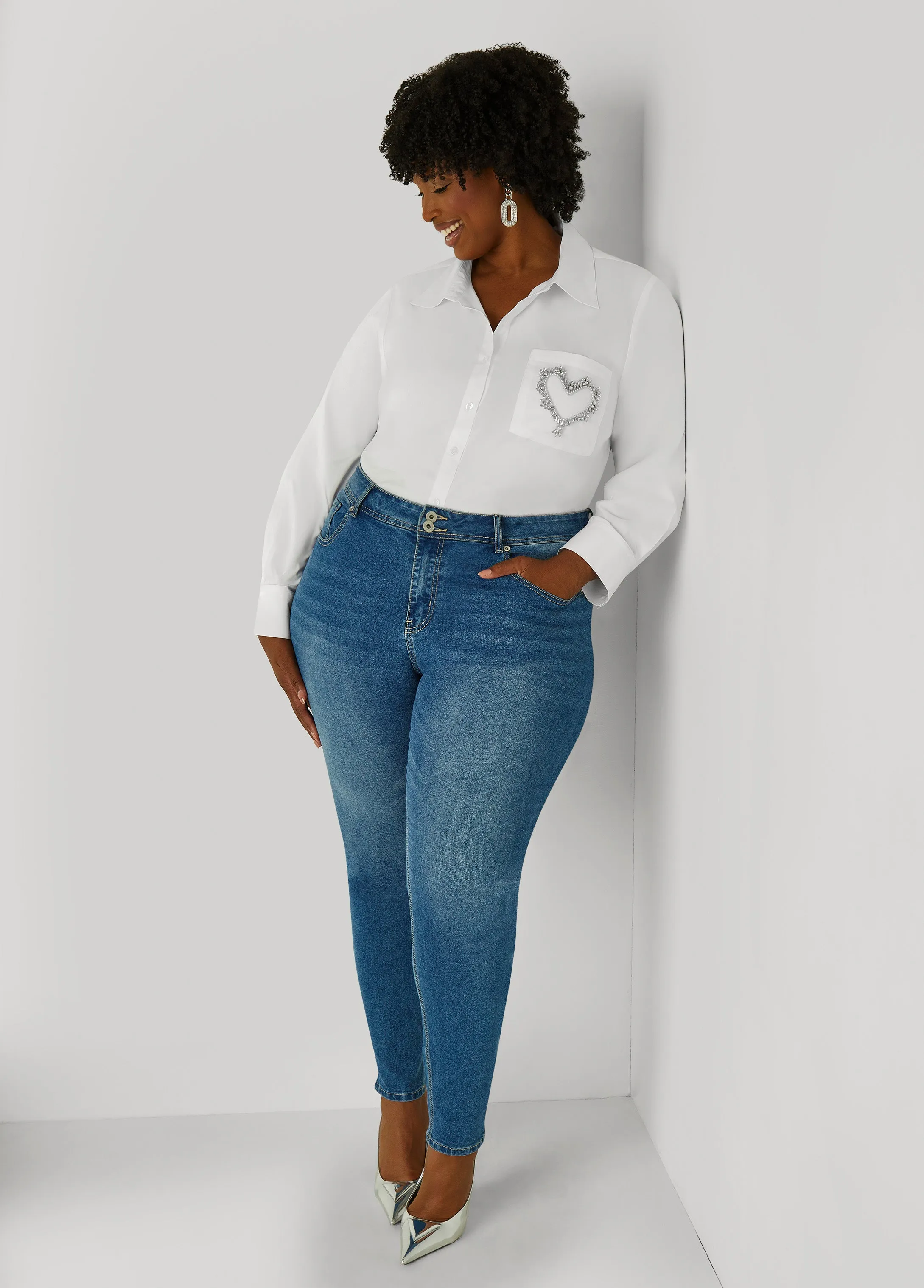 Crystal Heart Applique Shirt sold by Ashley Stewart product image thumbnail 3