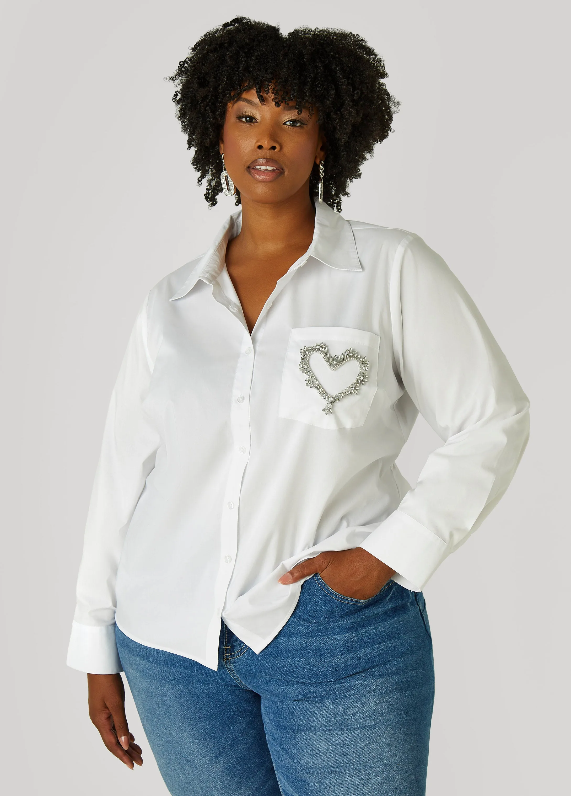 Crystal Heart Applique Shirt sold by Ashley Stewart product image thumbnail 5