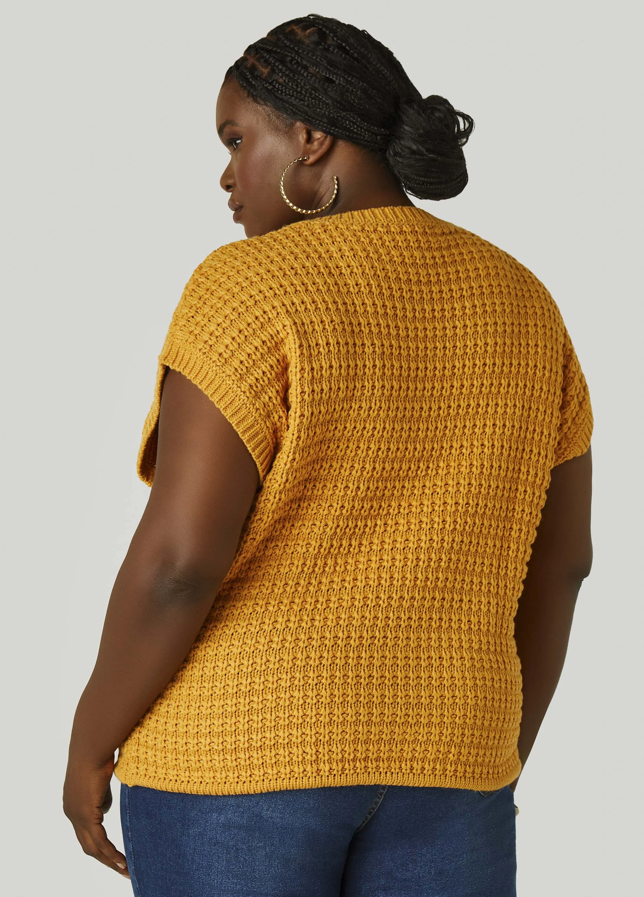 Drawstring Cable Knit Sweater sold by Ashley Stewart product image thumbnail 2