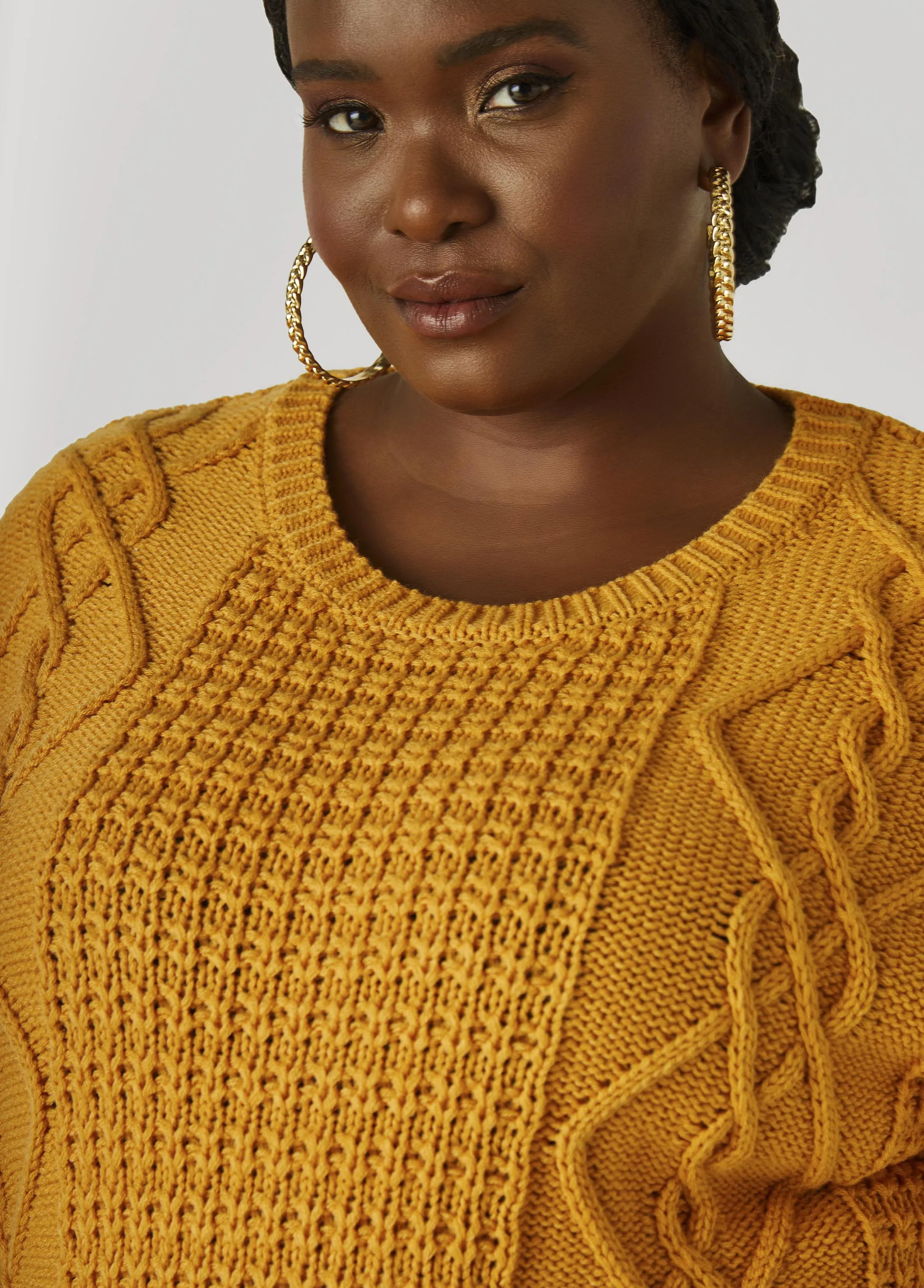 Drawstring Cable Knit Sweater sold by Ashley Stewart product image thumbnail 4