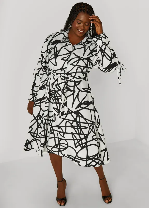 Printed Drawstring Midi Shirtdress sold by Ashley Stewart