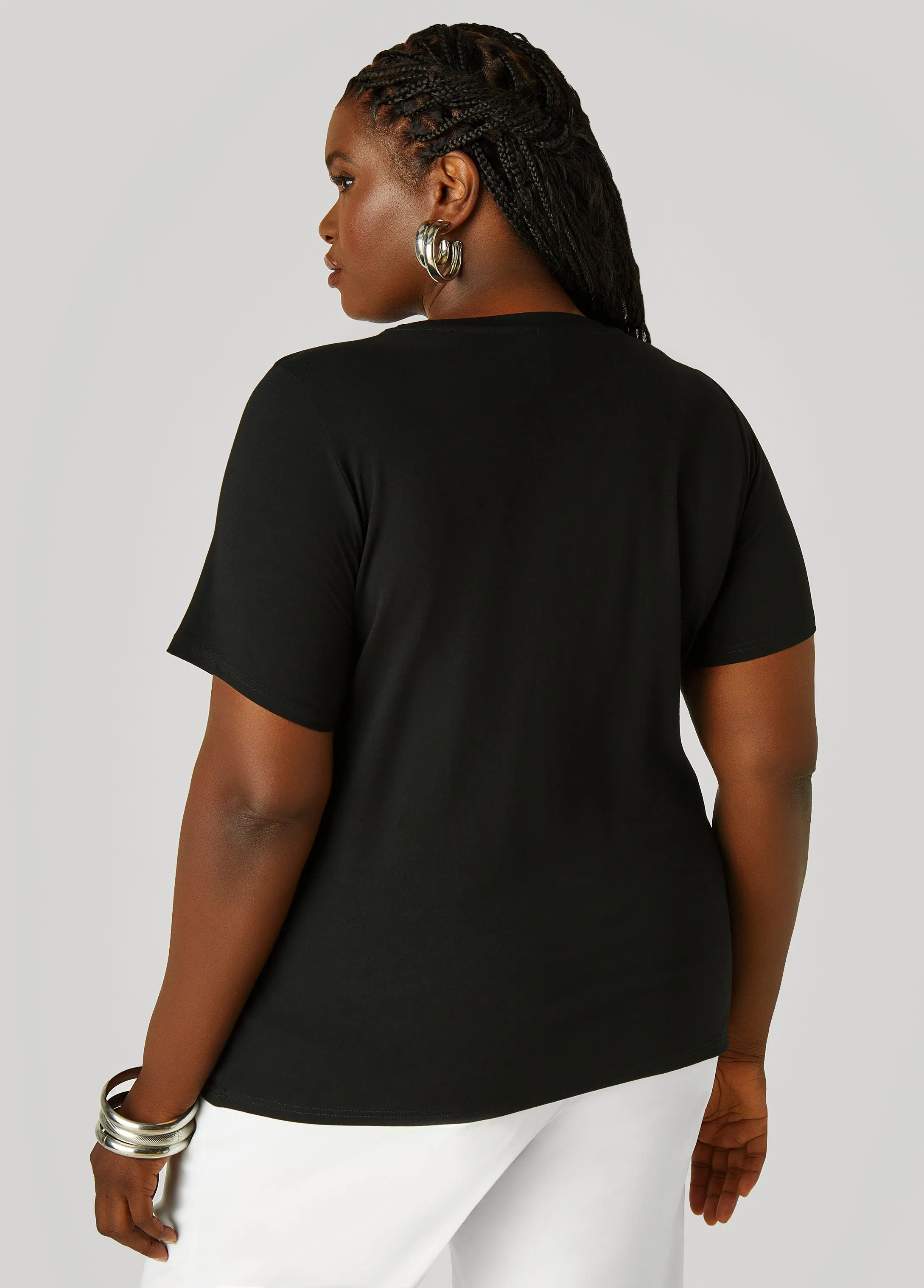 Faux Pearl And Crystal Jersey Tee sold by Ashley Stewart product image thumbnail 2