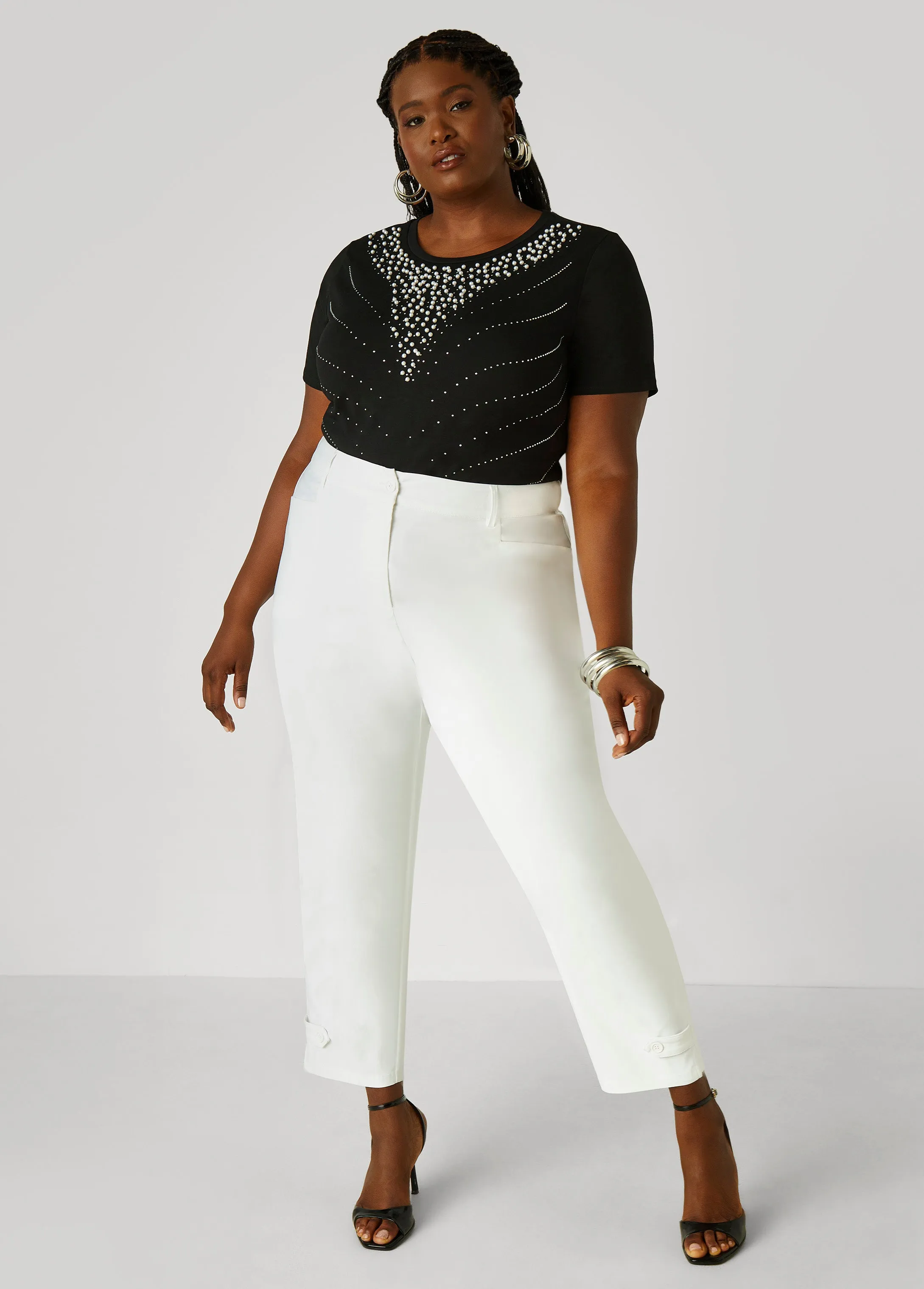 Faux Pearl And Crystal Jersey Tee sold by Ashley Stewart product image thumbnail 3