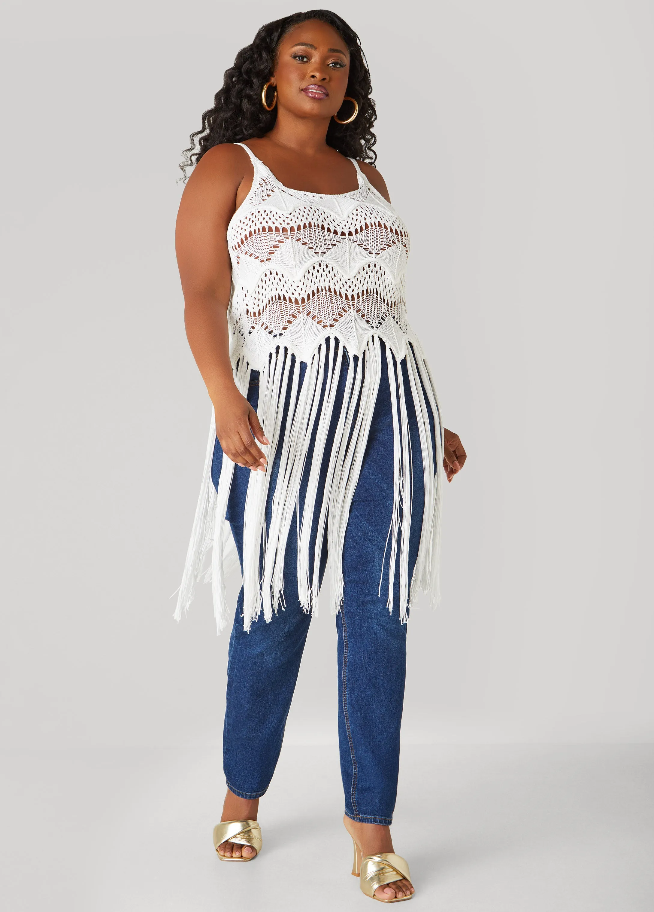 Fringed Crochet Sweater sold by Ashley Stewart product image thumbnail 5