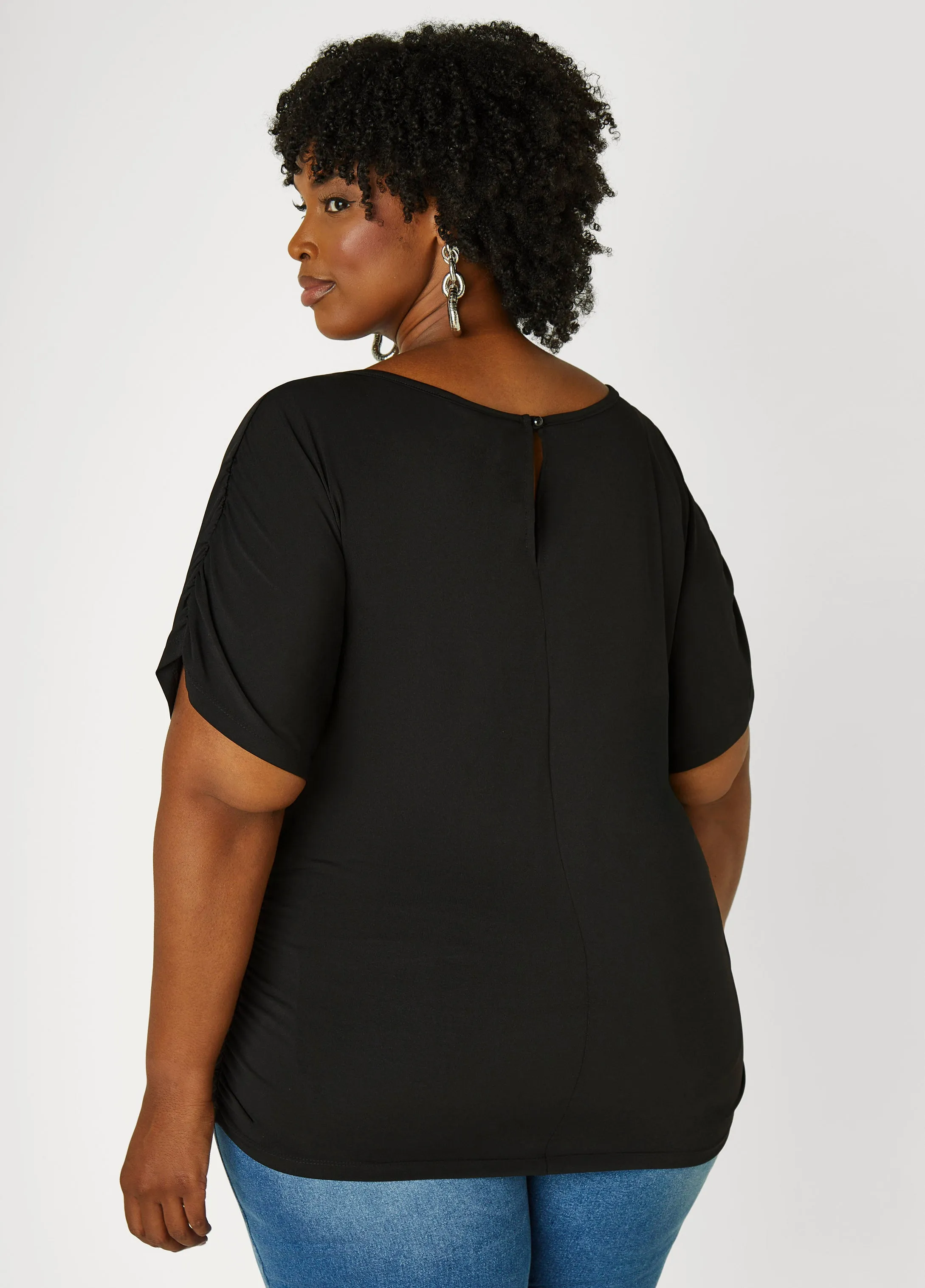 Ruched Stretch Knit Top sold by Ashley Stewart product image thumbnail 2