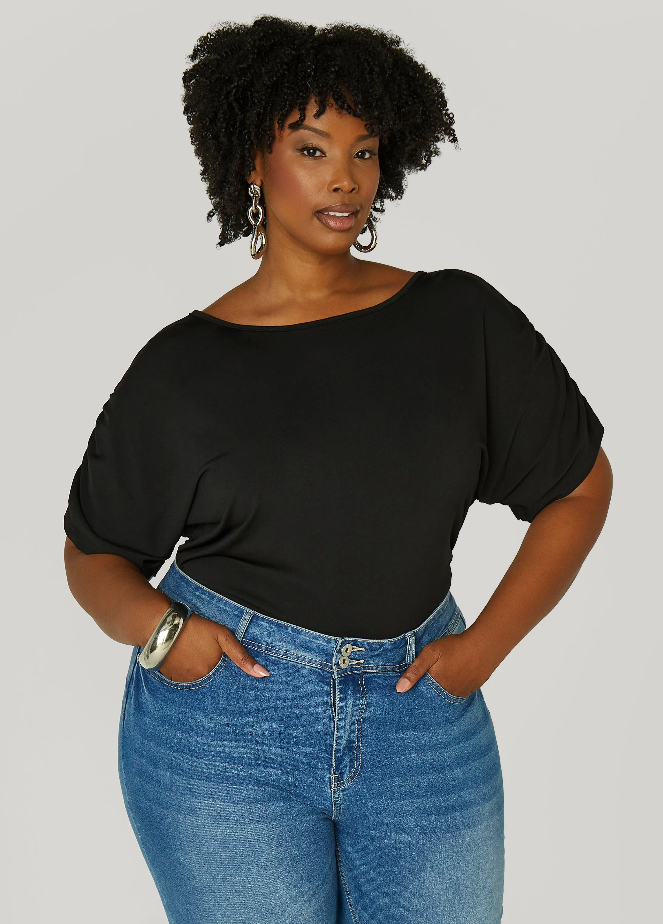 Ruched Stretch Knit Top sold by Ashley Stewart