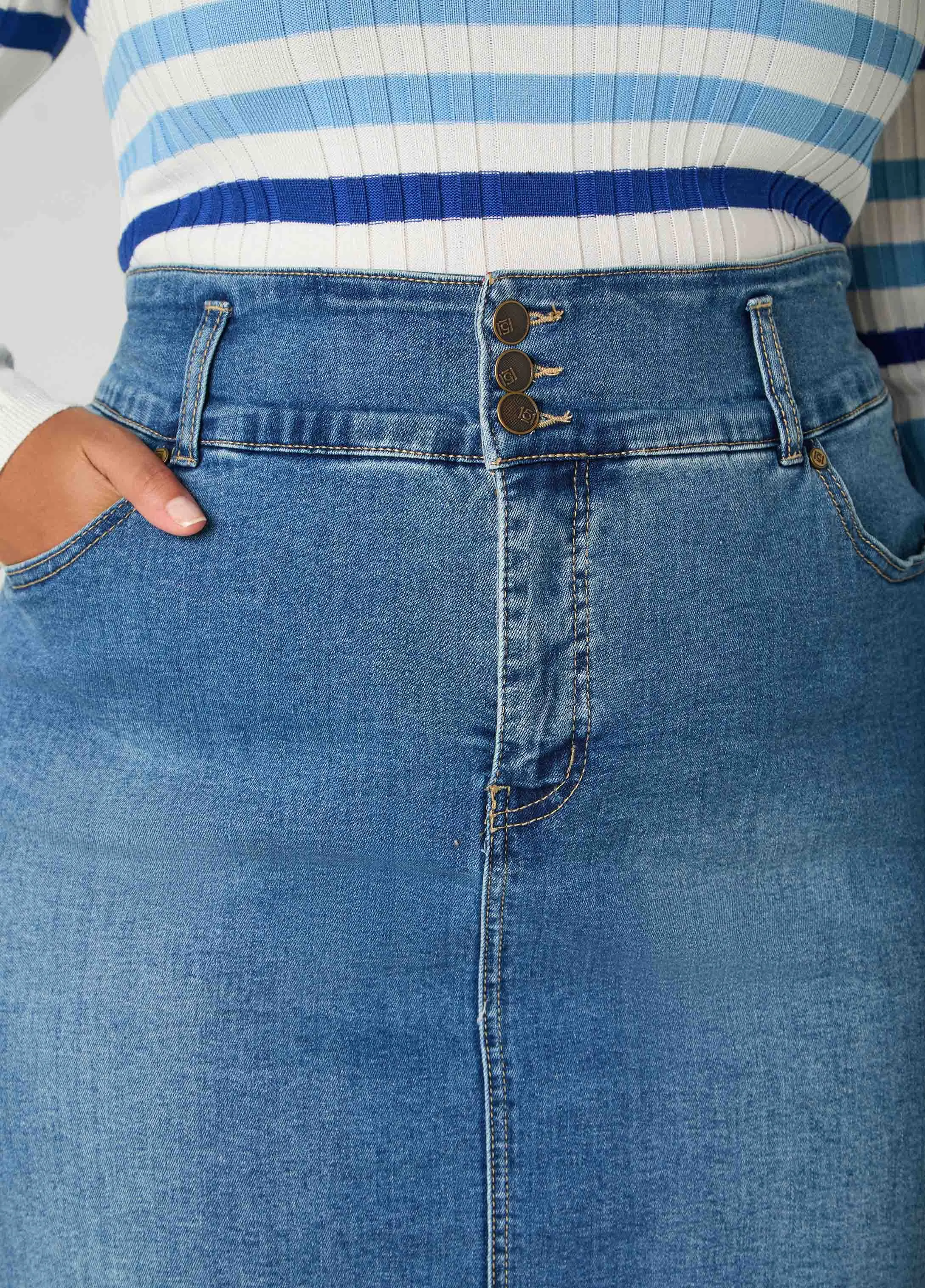 Stretch Denim Pencil Skirt sold by Ashley Stewart product image thumbnail 3