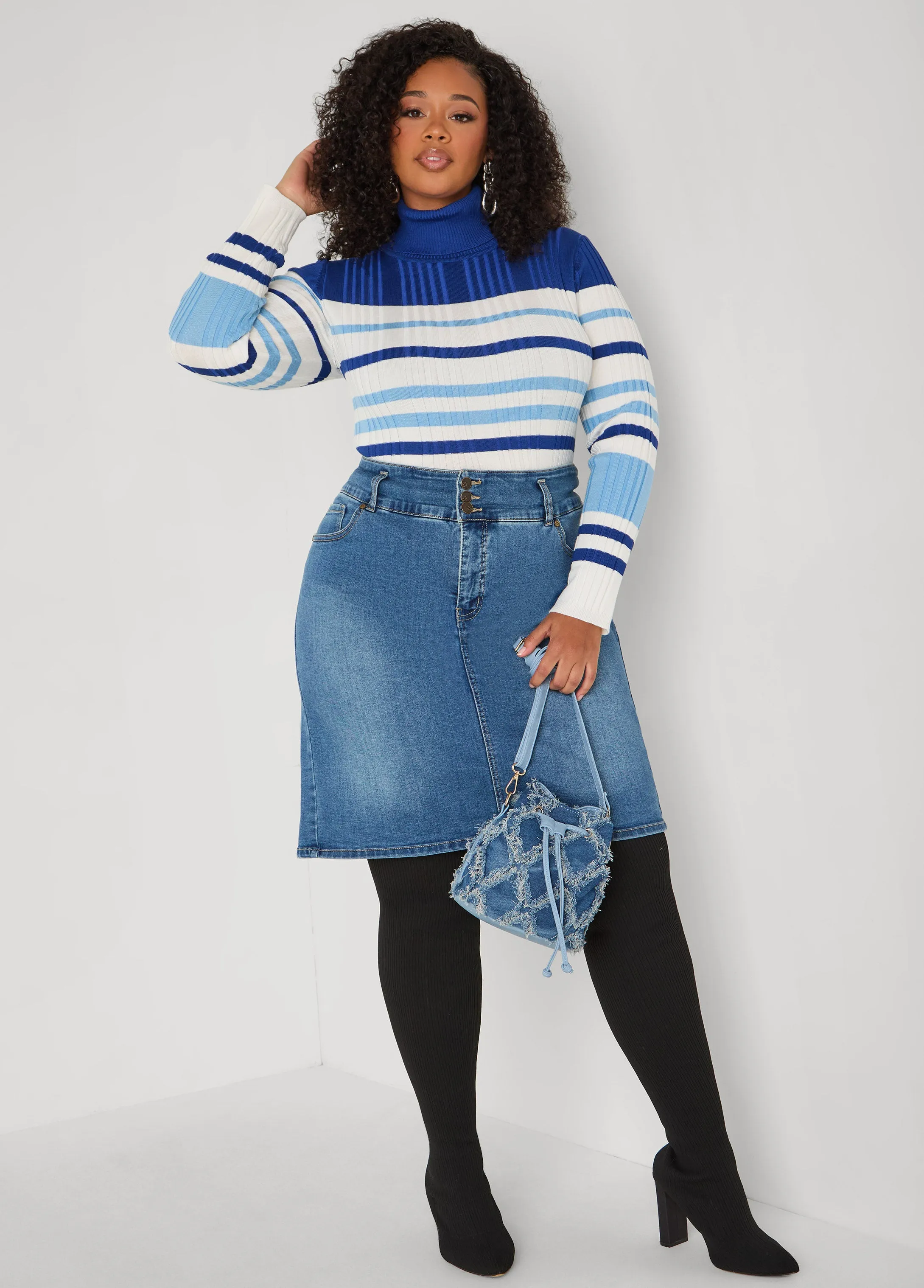 Stretch Denim Pencil Skirt sold by Ashley Stewart product image thumbnail 4