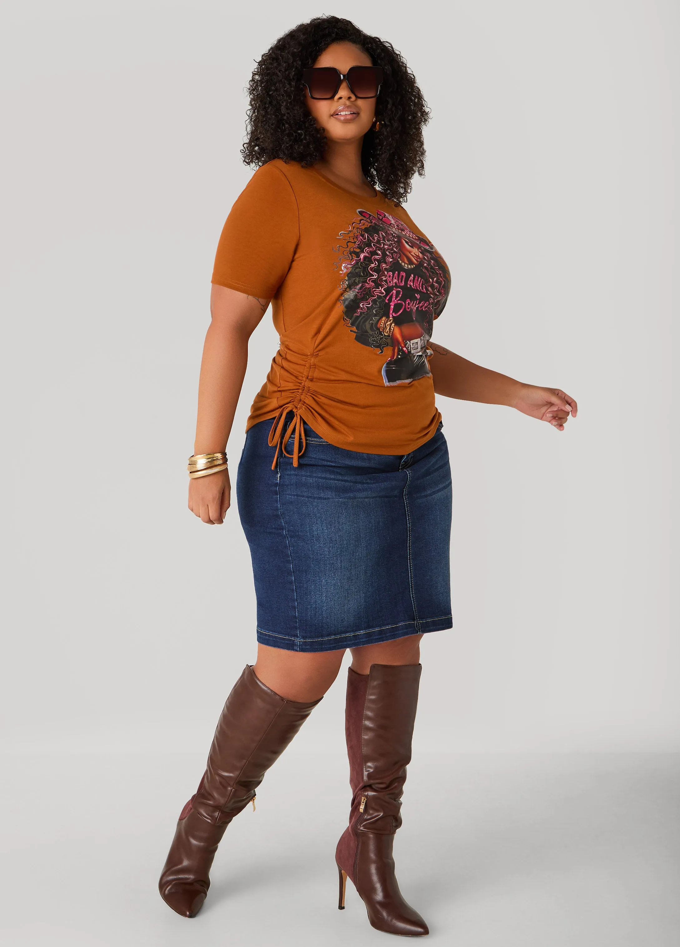 Whiskered Denim Pencil Skirt sold by Ashley Stewart product image thumbnail 5