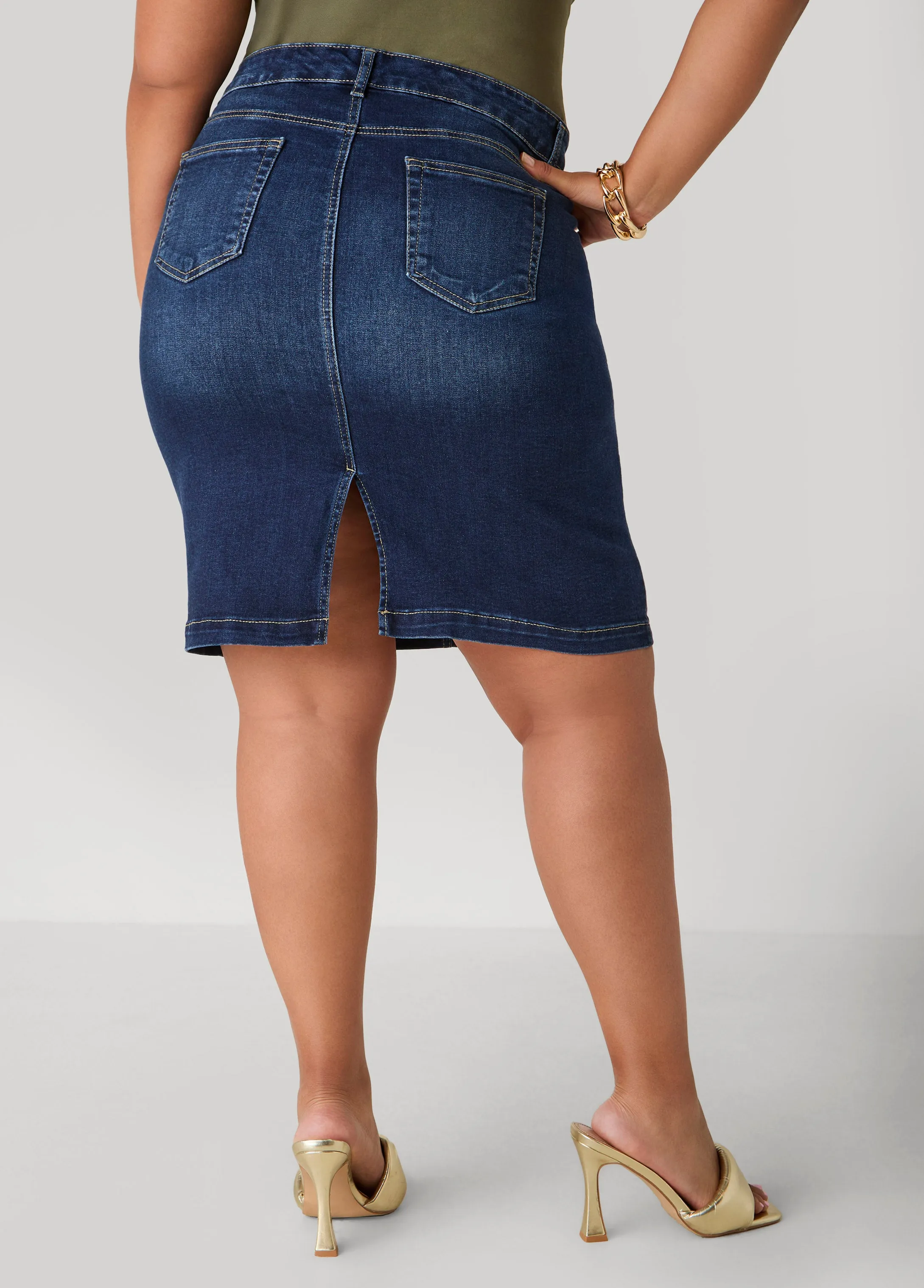 Whiskered Denim Pencil Skirt sold by Ashley Stewart product image thumbnail 2