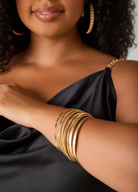 Set Of 8 Gold Tone Bangles sold by Ashley Stewart