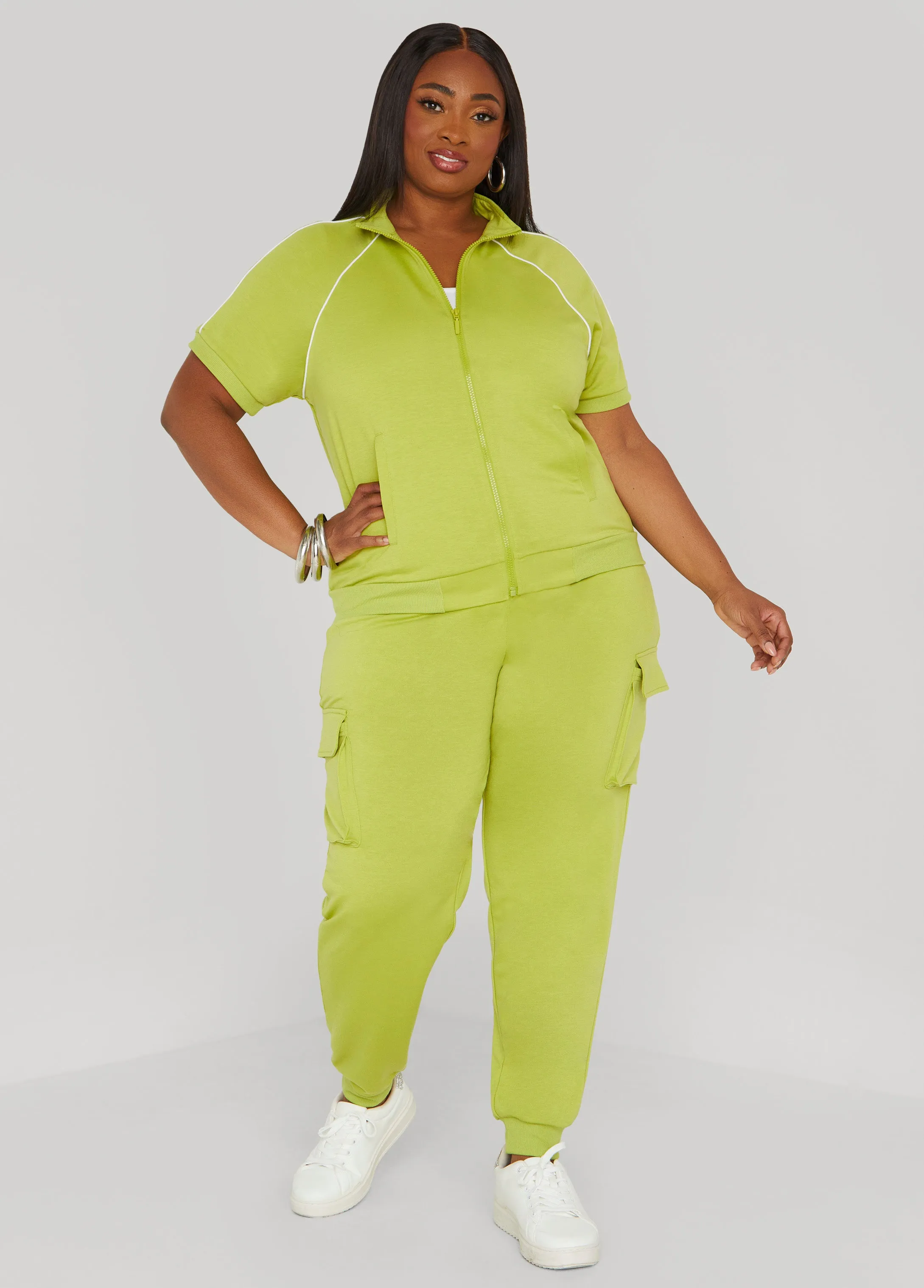 Piped French Terry Jacket sold by Ashley Stewart product image thumbnail 3