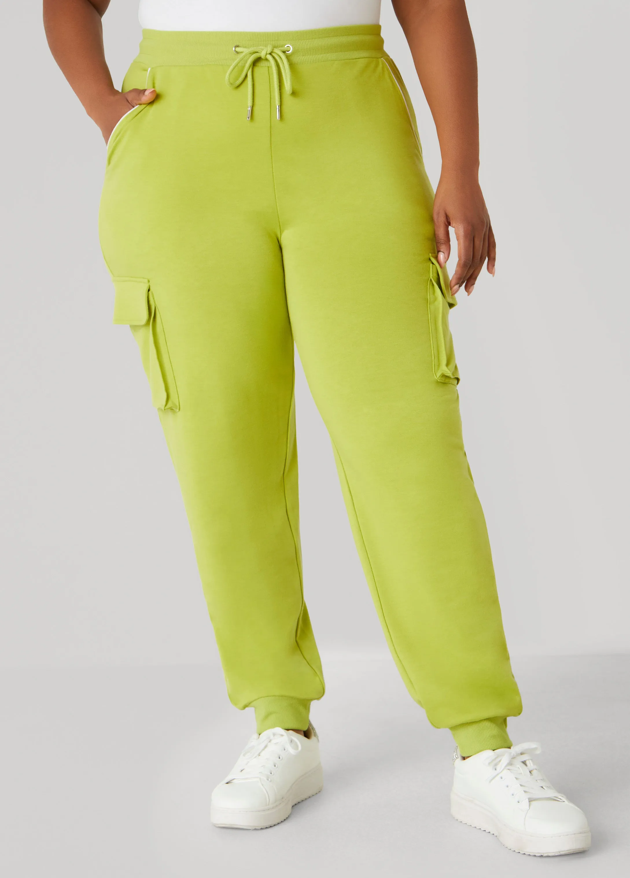 Piped French Terry Cargo Joggers sold by Ashley Stewart