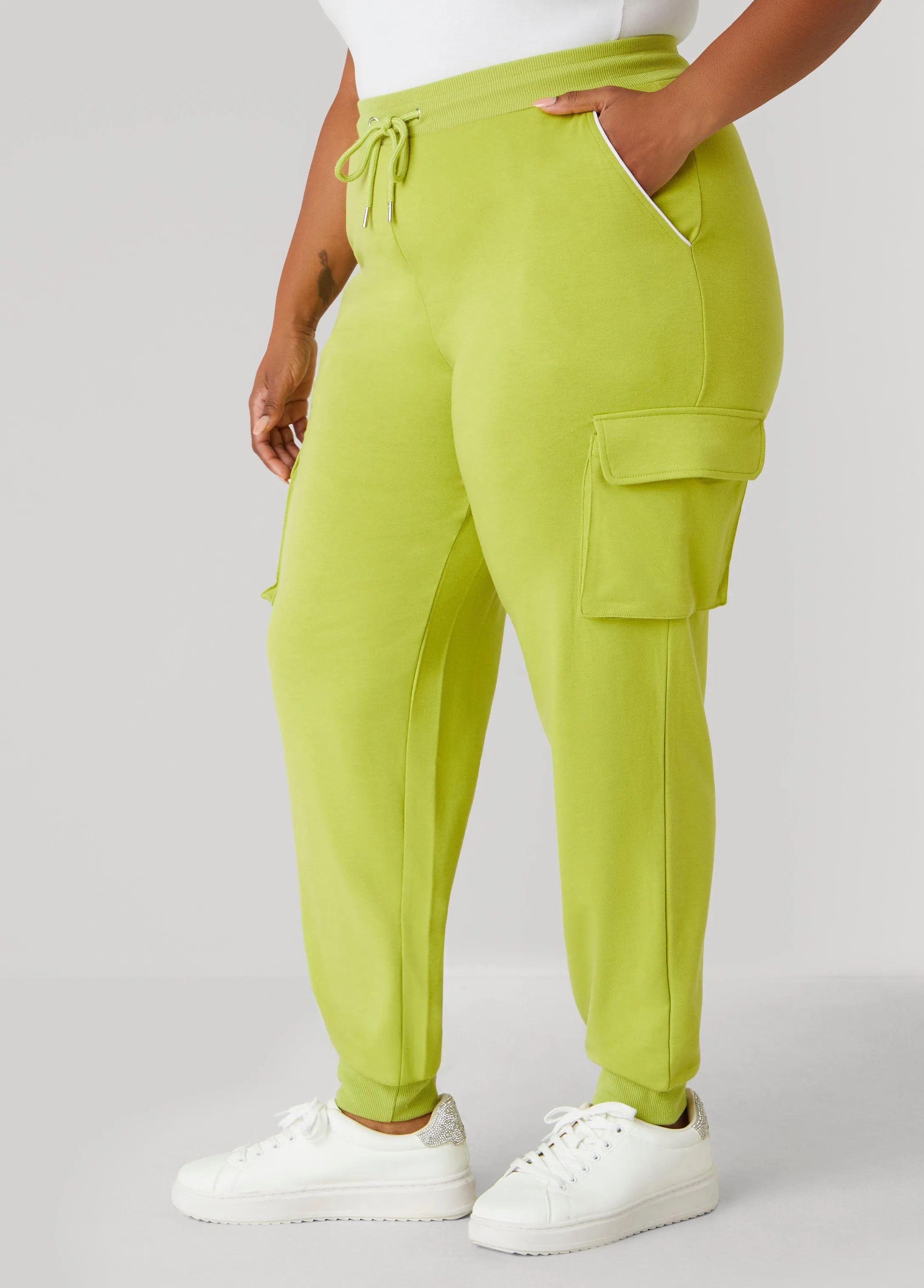 Piped French Terry Cargo Joggers sold by Ashley Stewart product image thumbnail 3