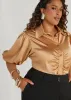 Ruched Satin Shirt sold by Ashley Stewart