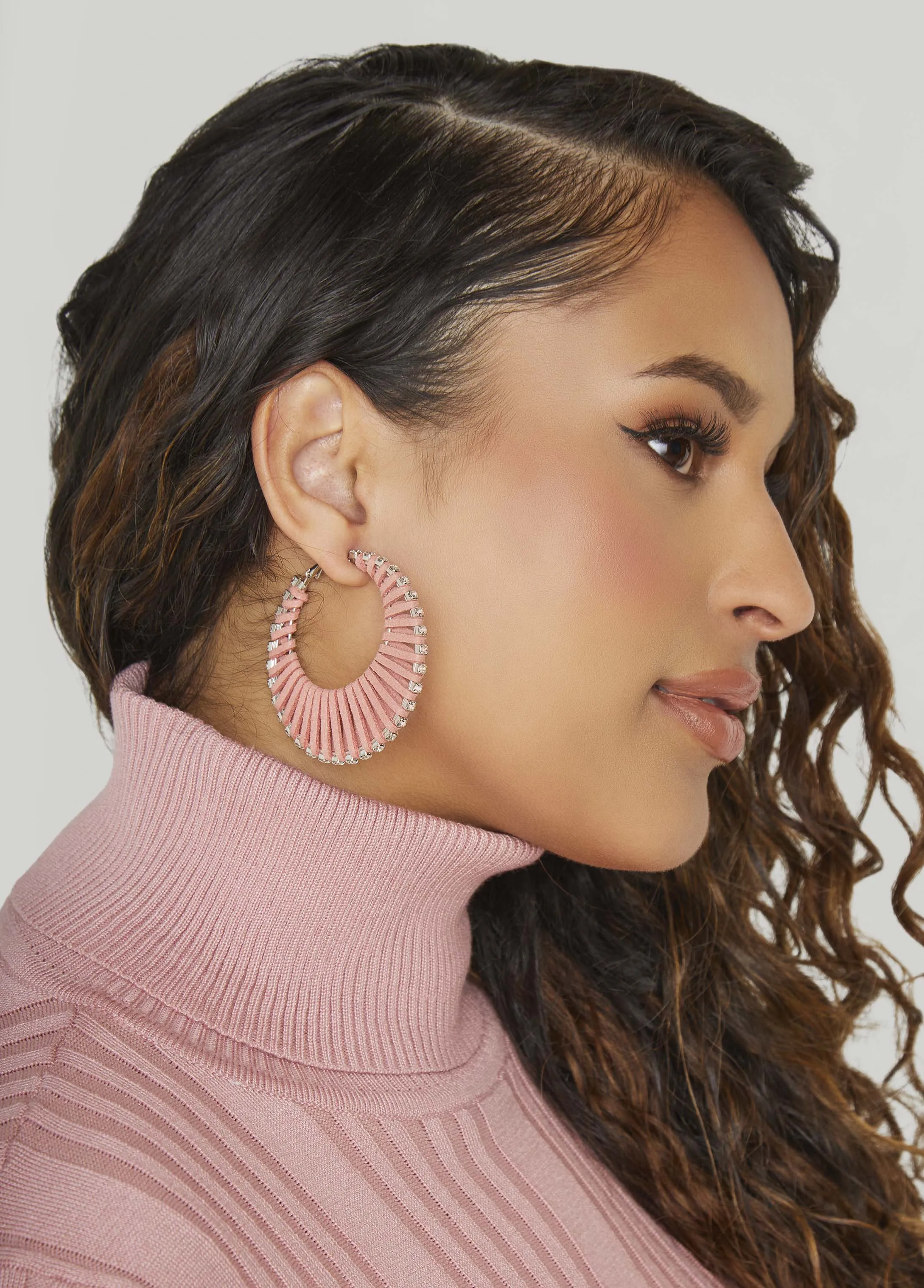 Faux Suede Hoop Earrings sold by Ashley Stewart