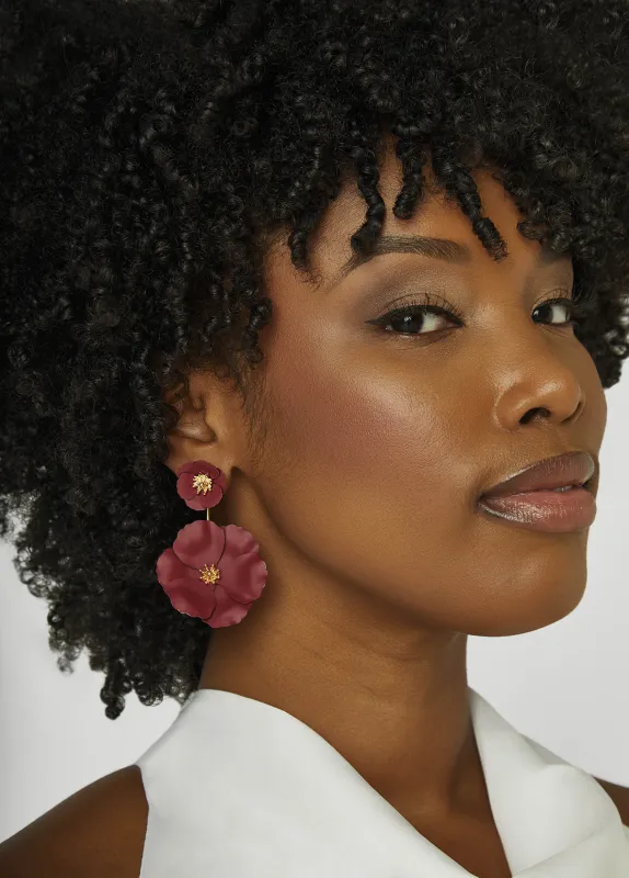 Coated Metal Flower Drop Earrings sold by Ashley Stewart