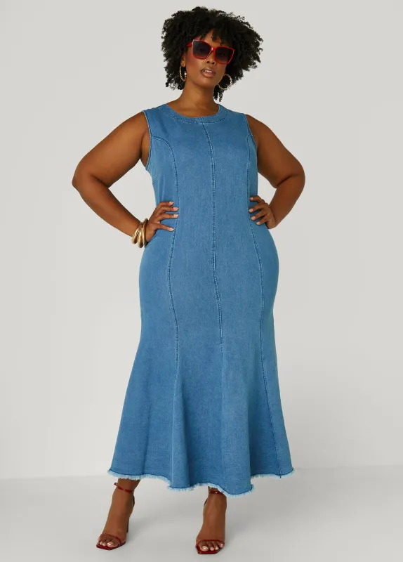 Flounced Denim Bodycon Dress sold by Ashley Stewart
