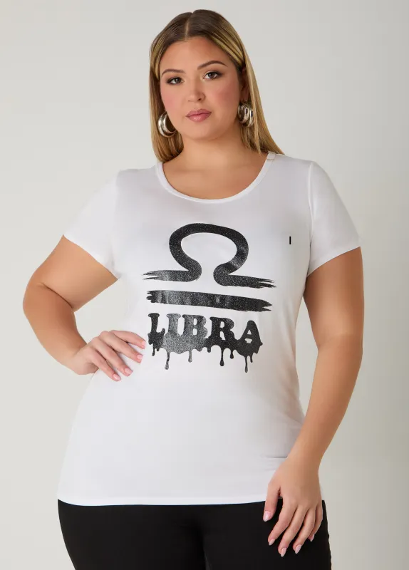 Glittered Libra Graphic Tee sold by Ashley Stewart