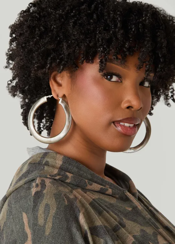 Silver Tone Omega Chain Earrings sold by Ashley Stewart