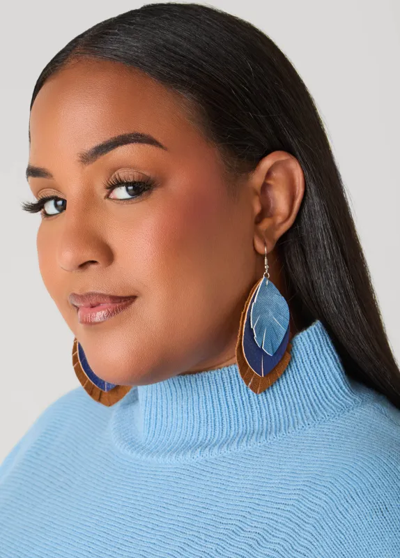 Faux Leather And Denim Earrings sold by Ashley Stewart