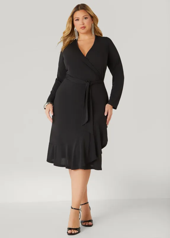 Belted Faux Wrap Dress sold by Ashley Stewart
