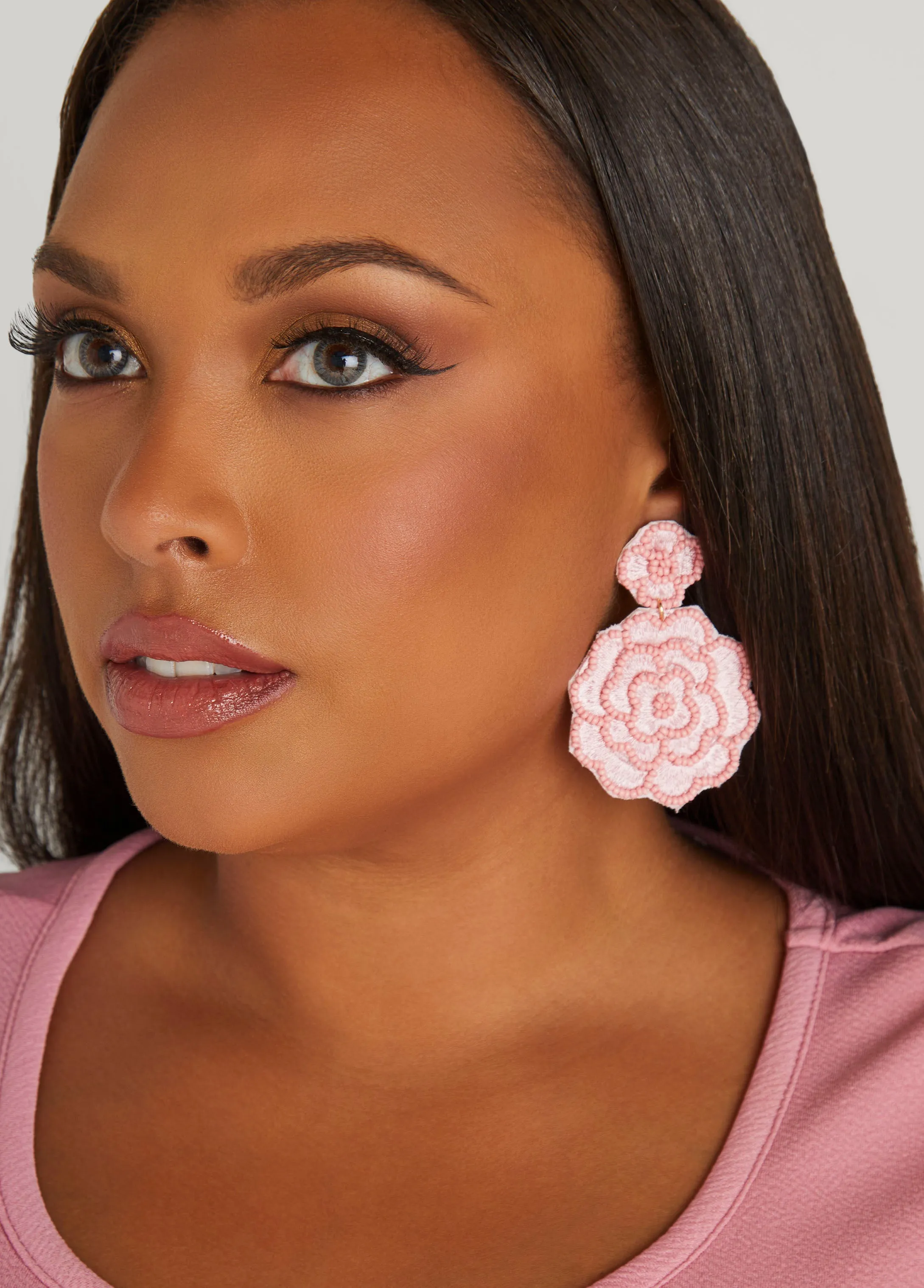 Beaded Flower Earrings sold by Ashley Stewart