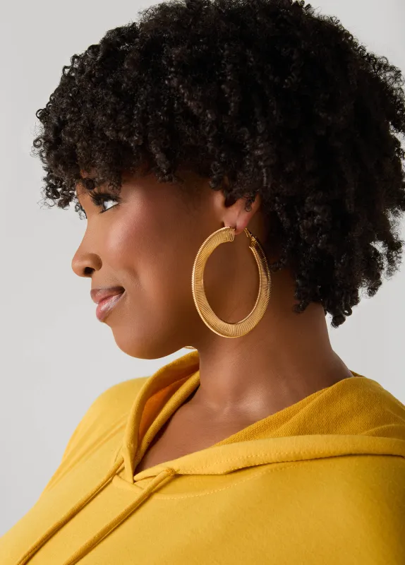 Gold Tone Omega Chain Earrings sold by Ashley Stewart