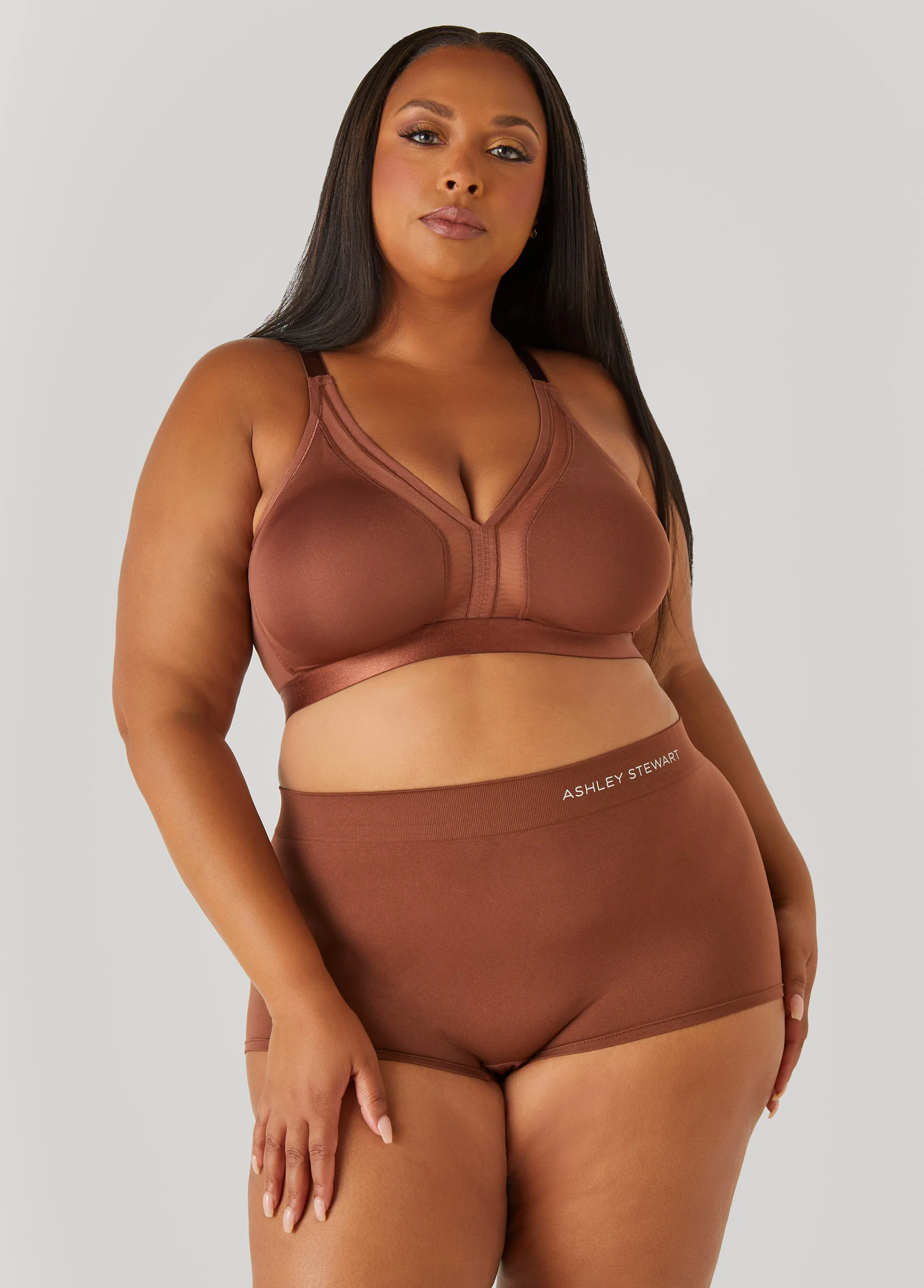 Mesh And Micro Wireless Bra sold by Ashley Stewart