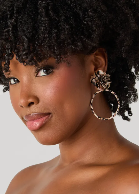 Animal Print Flower Hoop Earrings sold by Ashley Stewart