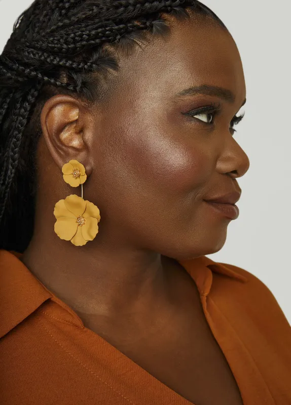 Coated Metal Flower Earrings sold by Ashley Stewart