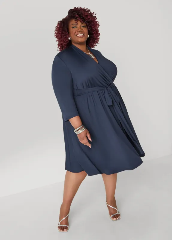 Faux Wrap A Line Dress sold by Ashley Stewart